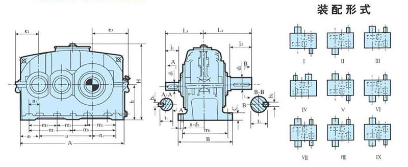 ZLY減速機(jī)的安裝結(jié)構(gòu)圖 ZLY減速機(jī)的安裝結(jié)構(gòu)圖